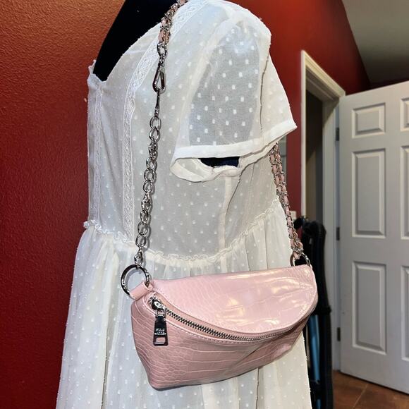 Steve Madden Women Blush Ida Icy Zip Closure Small Embossed Belt Bag - Picture 7 of 14